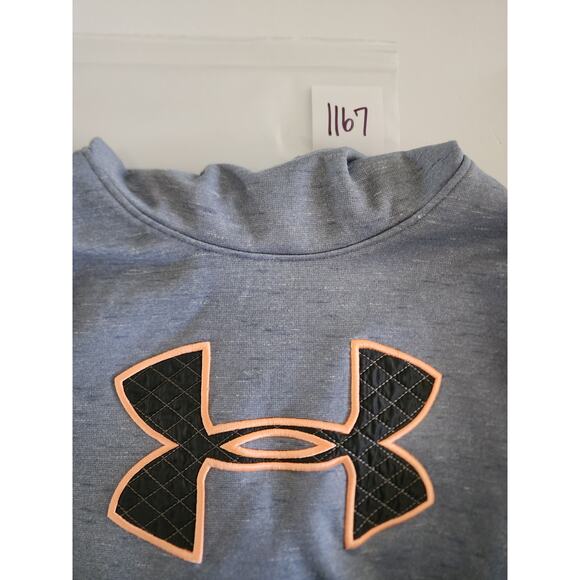UNDER ARMOUR Blue Orange Black Quilted Accents Warm Neck Active Hoodie SZ L - Picture 8 of 8
